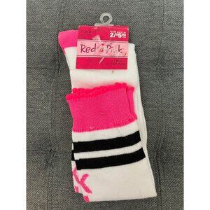 Red & Pink One Pair Pink and White Knee High Socks Size 9 - 11 NWT